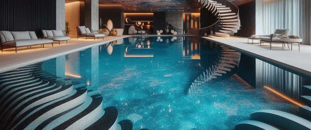 Epoxy coated swimming pools floor inside a house